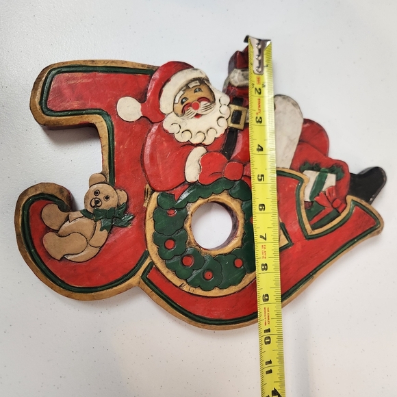 Vintage Wood Carved Santa Claus Christmas Wall Hanging Art Decor Plaque 13"x10" - Picture 8 of 9